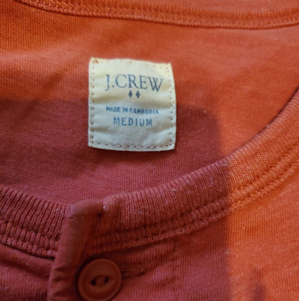 Vintage Soft Cotton J. Crew Men's Brick Red Henley Shirt